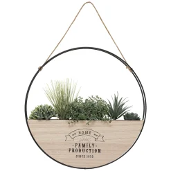atmosphera Jarrones Y Vasos|Estilo Industrial>Florero Redondo Colgante De Madera 44Cm