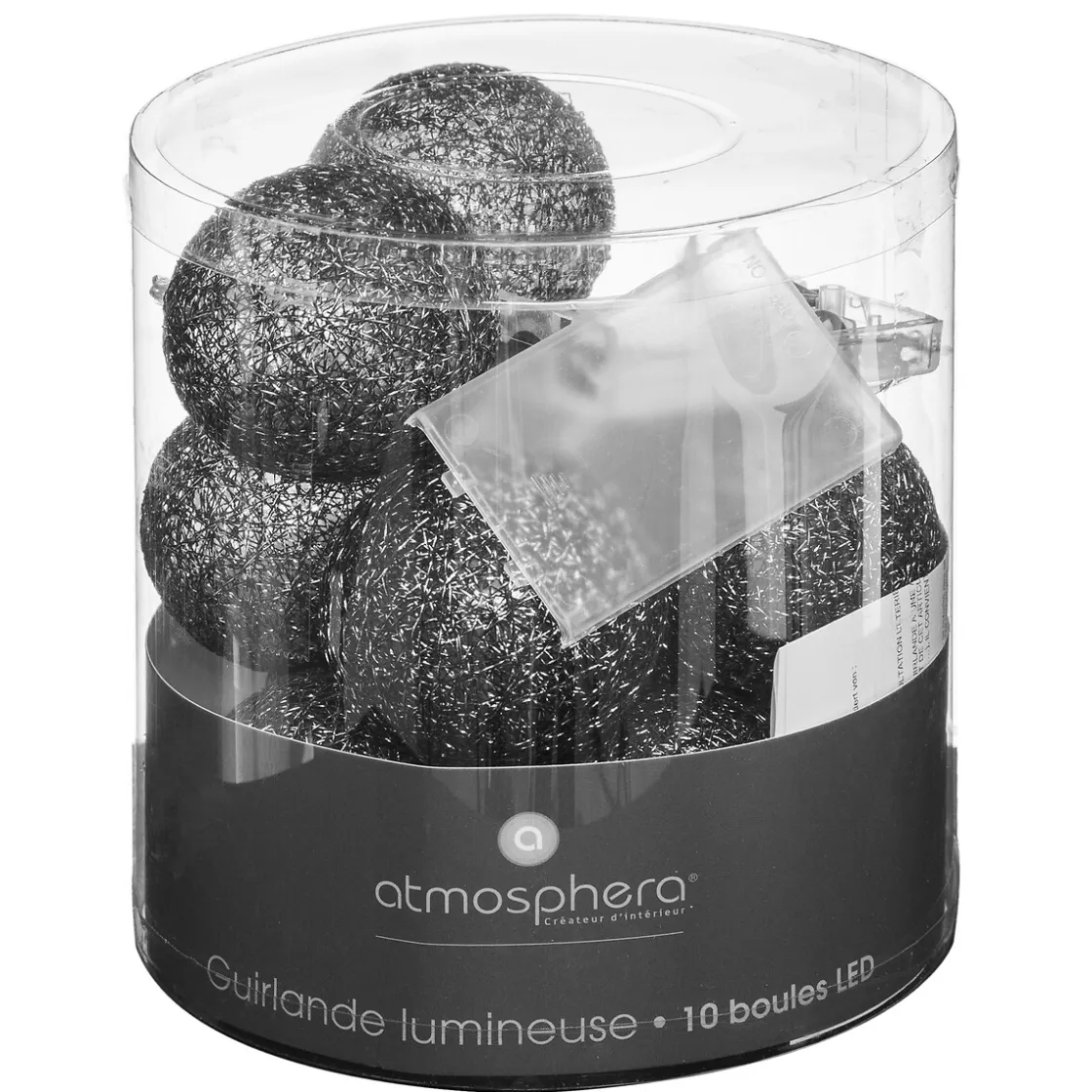atmosphera Lámparas Y Alargadores>Guirnalda De 10 Bolas Led Negras 6Cm