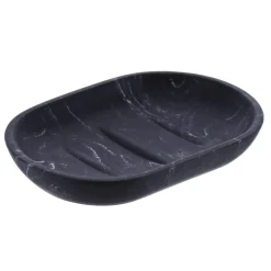 Accesorios De Lavabo>Jabonera Baño Negra Efecto Mármol