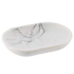 Accesorios De Lavabo>Jabonera de baño blanco efecto mármol