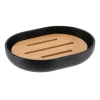 Accesorios De Lavabo>Jabonera Negra De Bambú