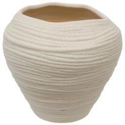 atmosphera Jarrones Y Vasos>Jarrón blanco de cerámica 20x22cm