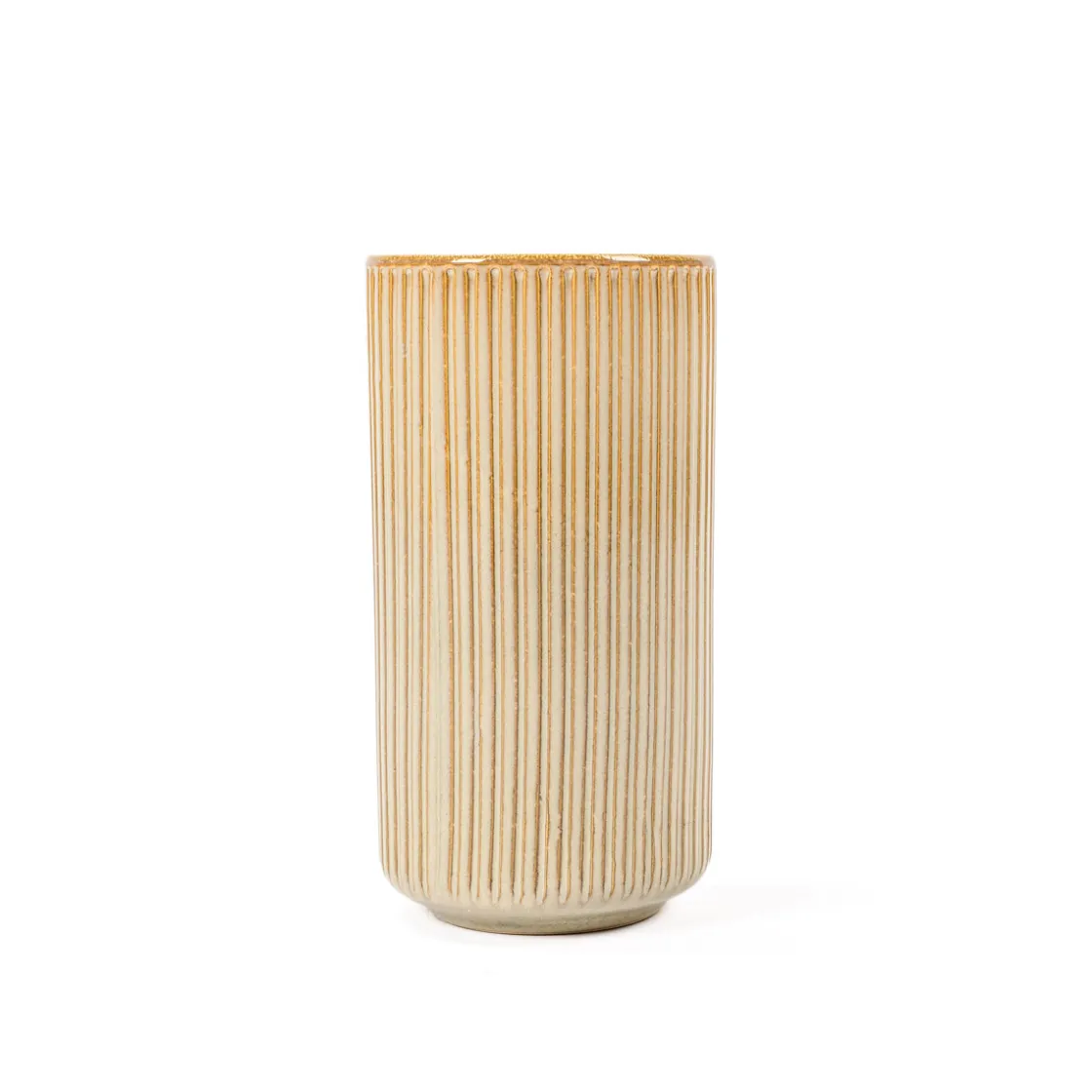 Jarrones Y Vasos>Jarrón Cerámica Rayas Gris Pardo 13x25Cm