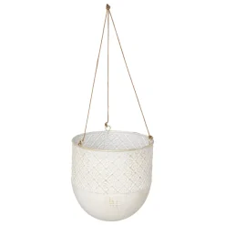 atmosphera Jarrones Y Vasos>Jarrón colgante TINO de metal blanco 36cm