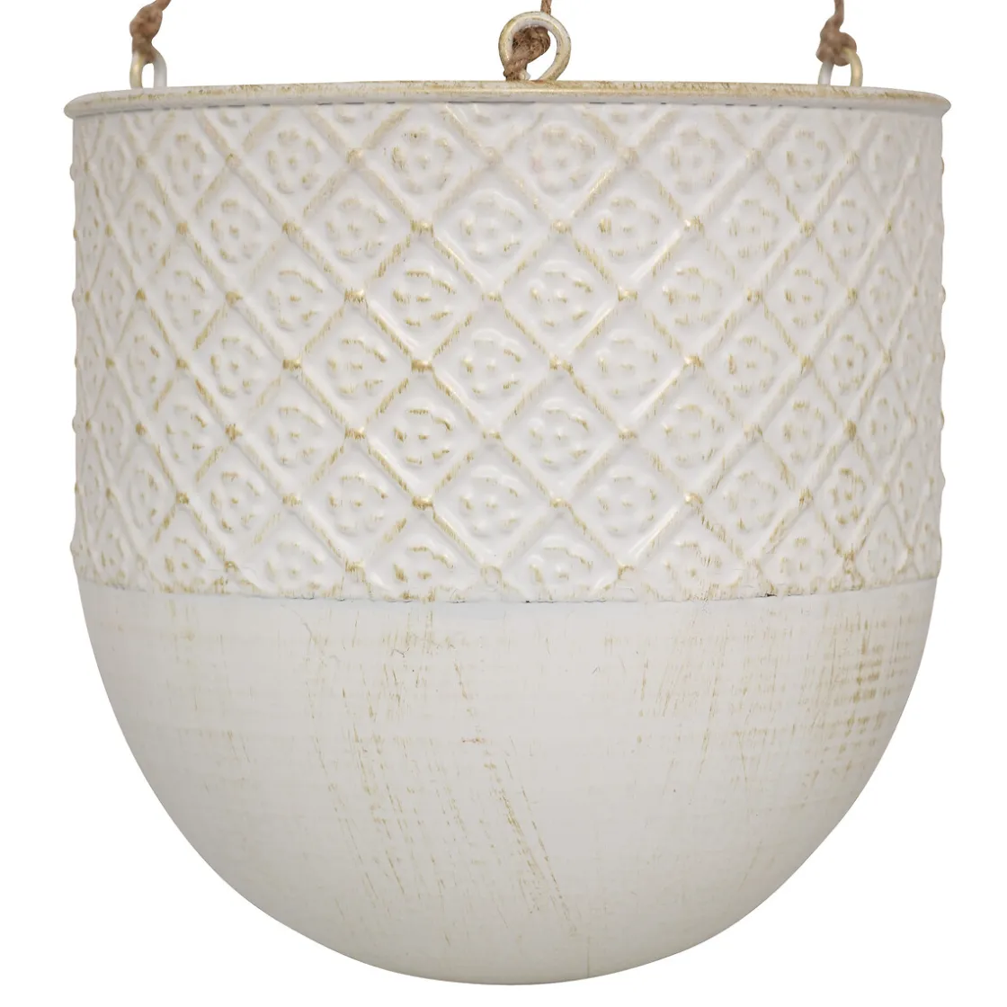 atmosphera Jarrones Y Vasos>Jarrón colgante TINO de metal blanco 36cm