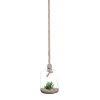 Plantas Y Flores Artificiales>Jarrón vidrio colgante con planta artificial 22cm