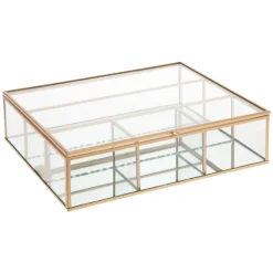 atmosphera Accesorios|Estilo Contemporaneo>Joyero Dorado Metal/Vidrio 27x22.5x7Cm