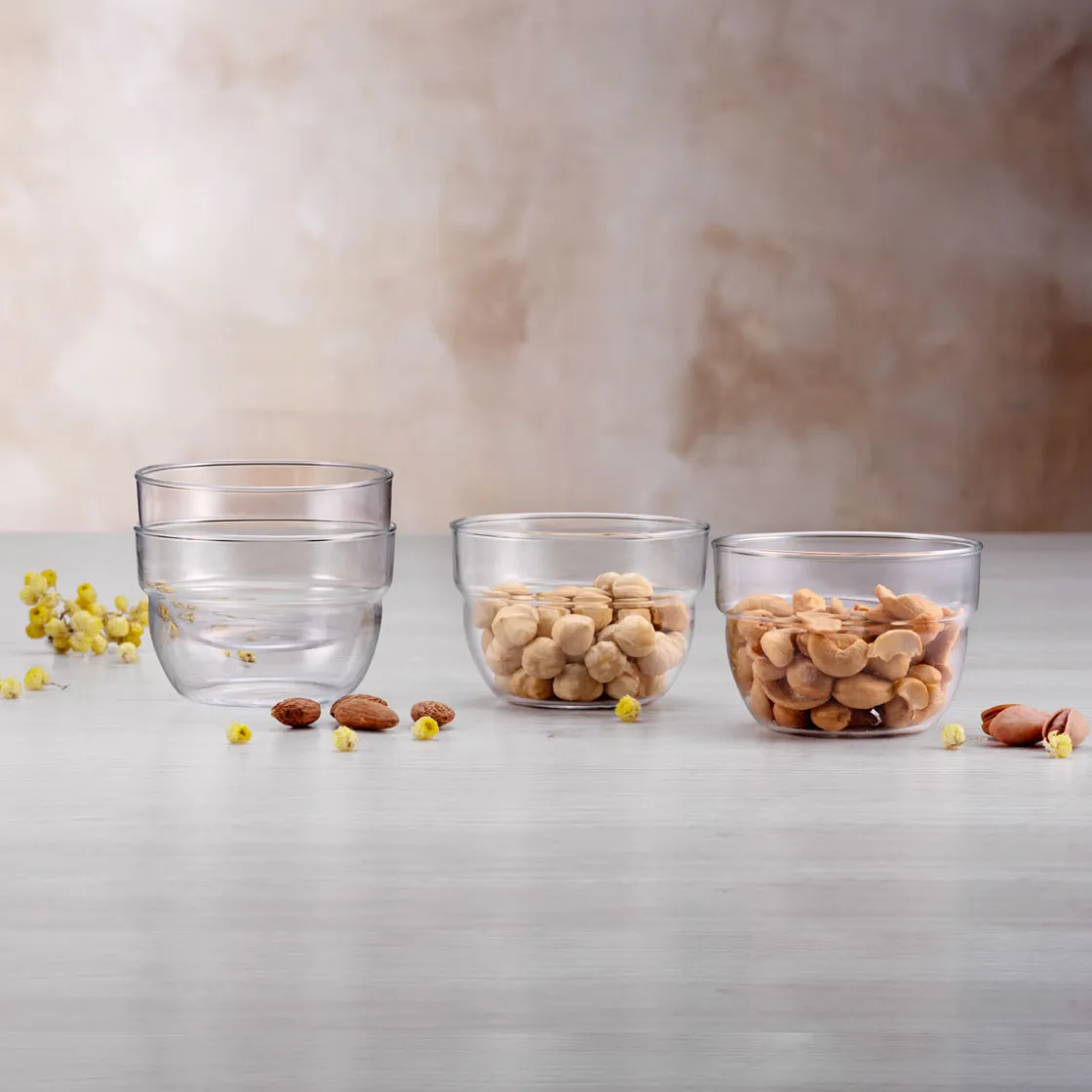 Tazas Y Tazones>Juego 6 Copas De Vidrio Apilables 220Cc