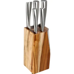 secret d'gourmet Placas Calefactoras Y Tablas De Cortar>Juego 5 Cuchillos Con Soporte De Acacia