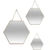 atmosphera Espejos>Juego 3 Espejos Hexagonales 20/25/30Cm