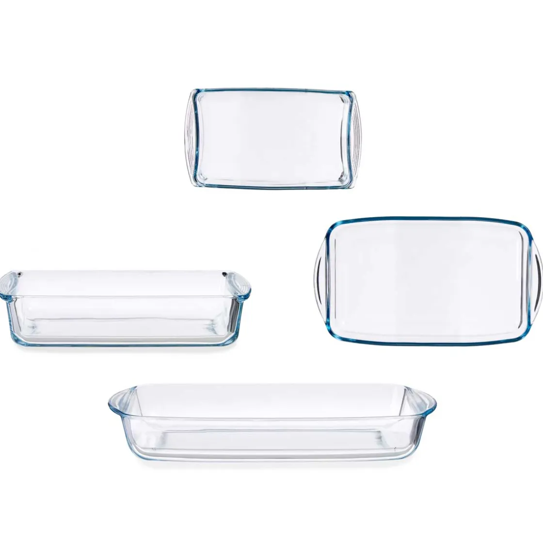 Cuencos, Fuentes Y Ensaladeras>Juego 2 Fuentes De Vidrio Rectangular
