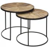 atmosphera Mesas Bajas Y Auxiliares|Estilo Industrial>Juego 2 Mesas Auxiliares De Madera 51Cm