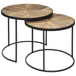 atmosphera Mesas Bajas Y Auxiliares|Estilo Industrial>Juego 2 Mesas Auxiliares De Madera 51Cm