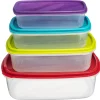 5five Tapas Y Cubiertas>Juego 4 Recipientes Rect. C/Tapa Colores