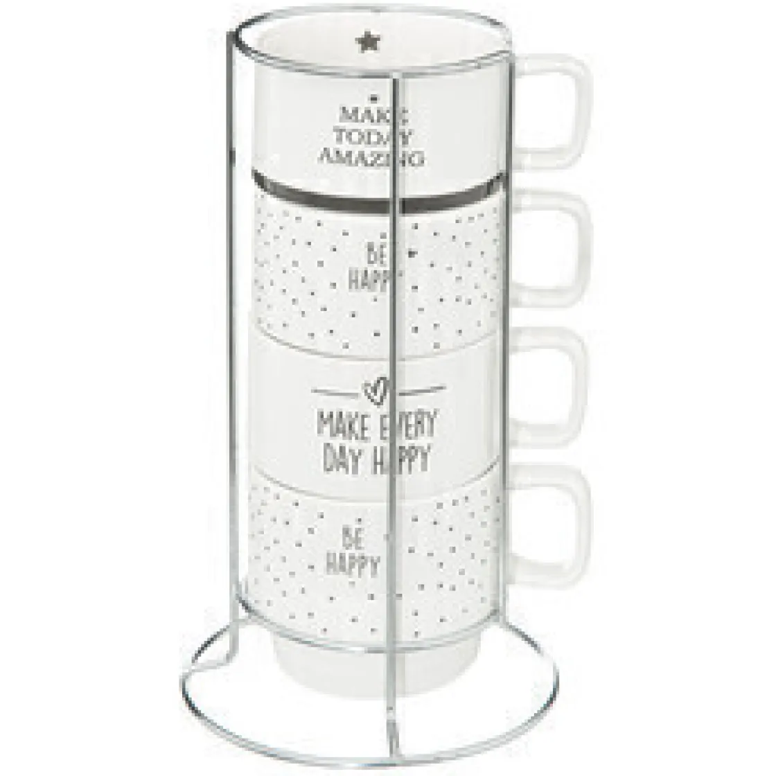 secret d'gourmet Tazas Y Tazones>Juego 4 tazas HAPPY con soporte 22cl