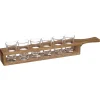 Accesorios De Bar>Juego 6 Vasos De Vidrio Con Soporte De Madera