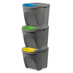 Botes De Basura Y Contenedores De Reciclaje>Juego de 3 cubos de reciclaje 25l
