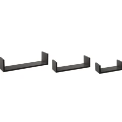 5five Armarios, Estantes Y Estanterías.>Juego De 3 Estantes Mdf Negro 22/32/42Cm