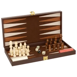 atmosphera Accesorios|Estilo Industrial>Juego de backgammon y ajedrez JULE marrón