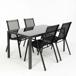 hespéride Mesas De Jardín>Juego de mesa con tablero de vidrio y 4 sillas