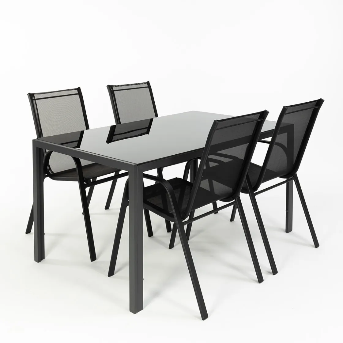 hespéride Mesas De Jardín>Juego de mesa con tablero de vidrio y 4 sillas