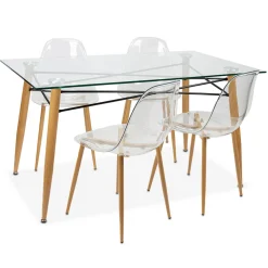 Mesas Para Comer>Juego de mesa con tapa vidrio + 4 sillas VANITY
