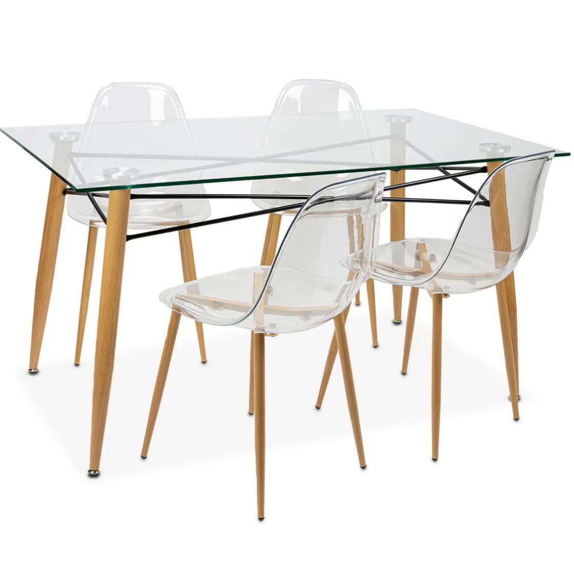 Mesas Para Comer>Juego de mesa con tapa vidrio + 4 sillas VANITY