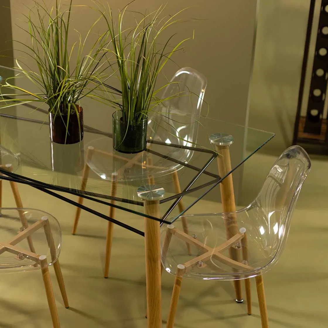 Mesas Para Comer>Juego de mesa con tapa vidrio + 4 sillas VANITY