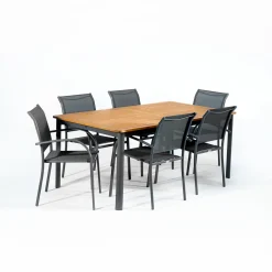 hespéride Mesas De Jardín>Juego mesa FIELDFARE extensible y 6 sillas PIAZZA