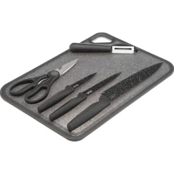Placas Calefactoras Y Tablas De Cortar>Juego Tabla Cortar+4 Cuchillos+Tijeras