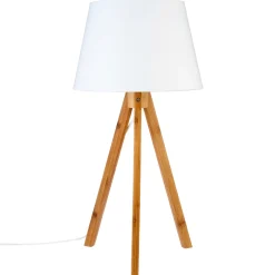 atmosphera Lámparas De Mesa>Lámpara De Mesa Bahi Blanca Bambú 55Cm