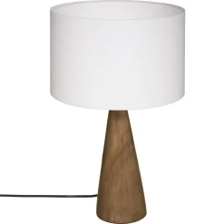 atmosphera Lámparas De Mesa|Estilo Rústico>Lámpara De Mesa Blanca C/Madera 46Cm