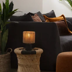 atmosphera Lámparas De Mesa|Estilo Rústico>Lámpara De Mesa De Cerámica Negra Koby