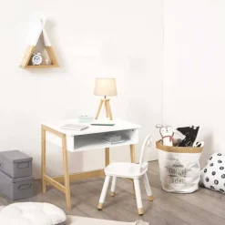 atmosphera4kids Iluminación>Lámpara De Mesa Gris Mdf 31x18.5Cm
