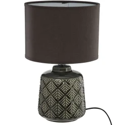 atmosphera Lámparas De Mesa>Lámpara De Mesa Ilou Gris Oscuro 22x35Cm