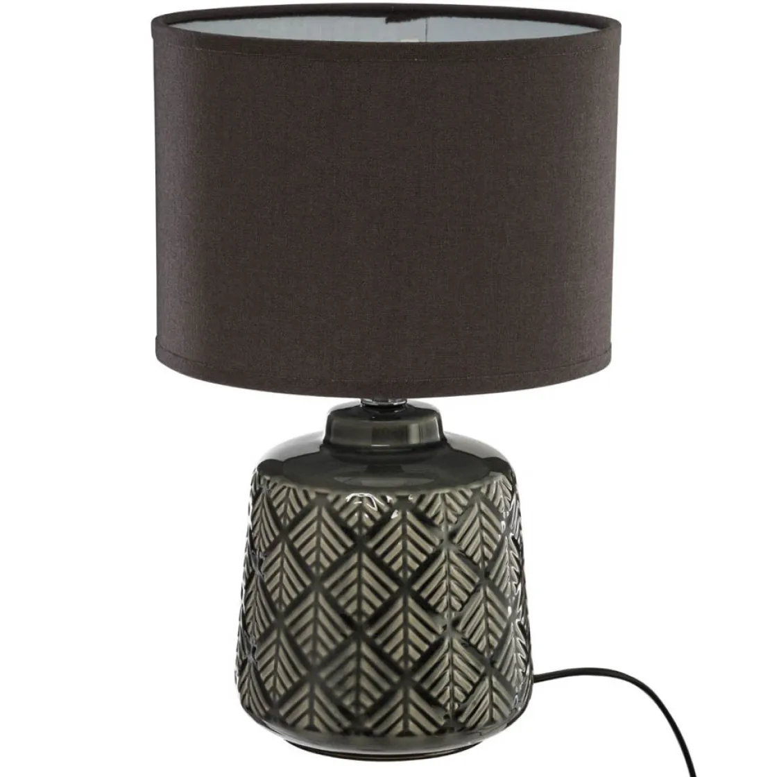 atmosphera Lámparas De Mesa>Lámpara De Mesa Ilou Gris Oscuro 22x35Cm