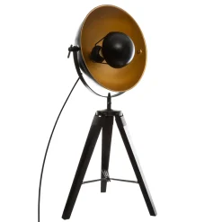 atmosphera Lámparas De Mesa>Lámpara De Mesa Lahti Negro Y Dorado Trípode
