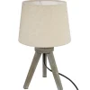 atmosphera Lámparas De Mesa>Lámpara De Mesa Lino Trípode De Madera Pino