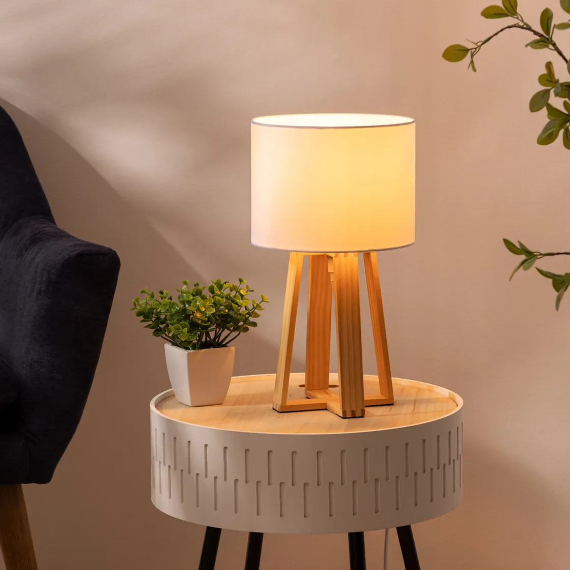 atmosphera Lámparas De Mesa>Lámpara De Mesa Molu Blanca 20x34.5Cm