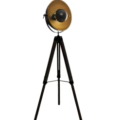 atmosphera Lámparas De Pie>Lámpara De Pie Lathi Negra Y Dorada 156.5x65x57Cm