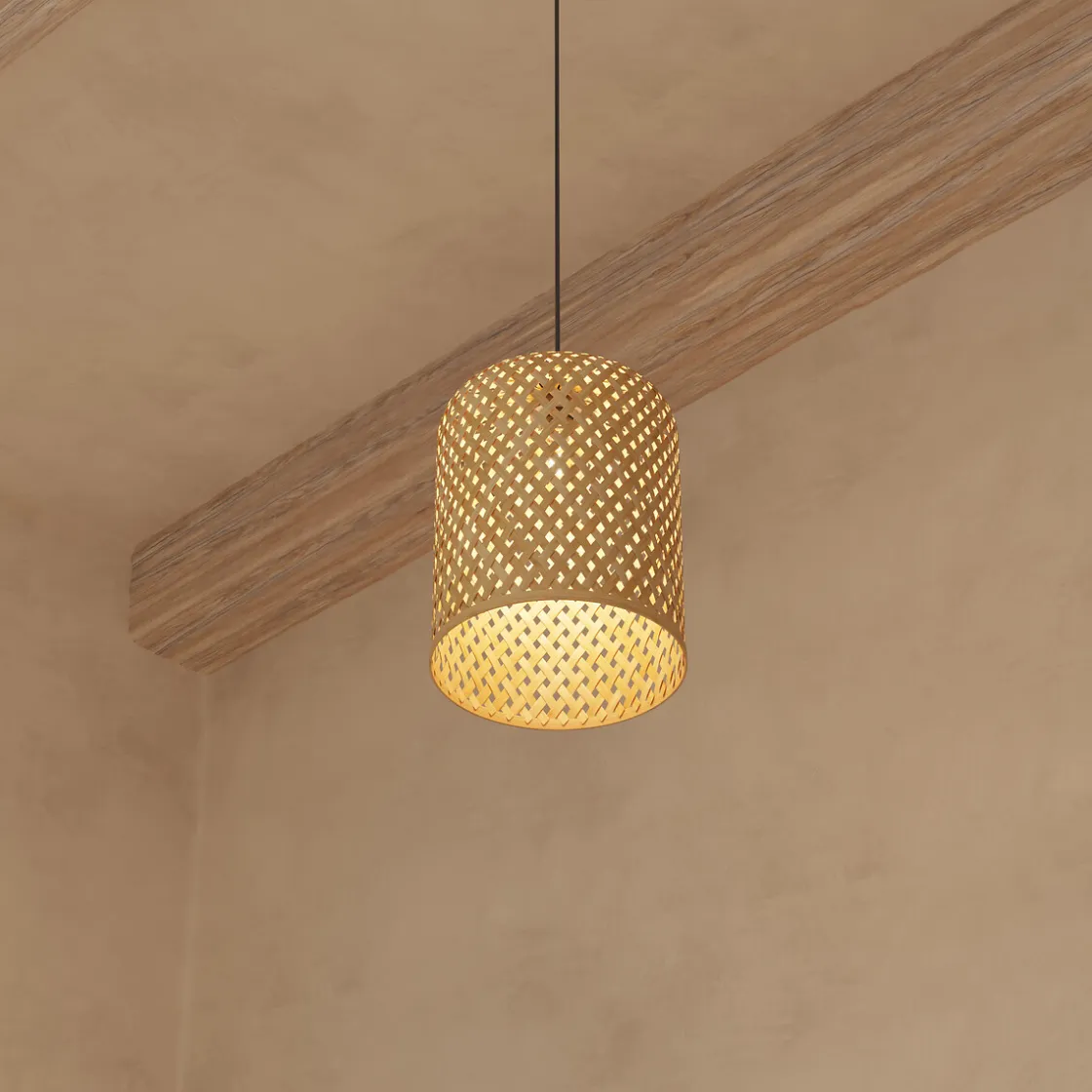 atmosphera Lámparas De Techo>Lámpara de techo ALI beige de bambú 28cm