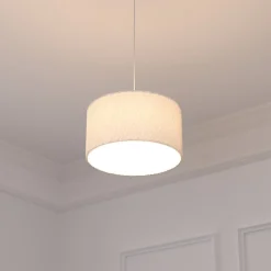 atmosphera Lámparas De Techo|Estilo Étnico>Lámpara De Techo Tina Con Pantalla De Piel Bouclé