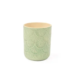 Jarrones Y Vasos>Maceta Cerámica Hojas Verdes 11x13.2Cm