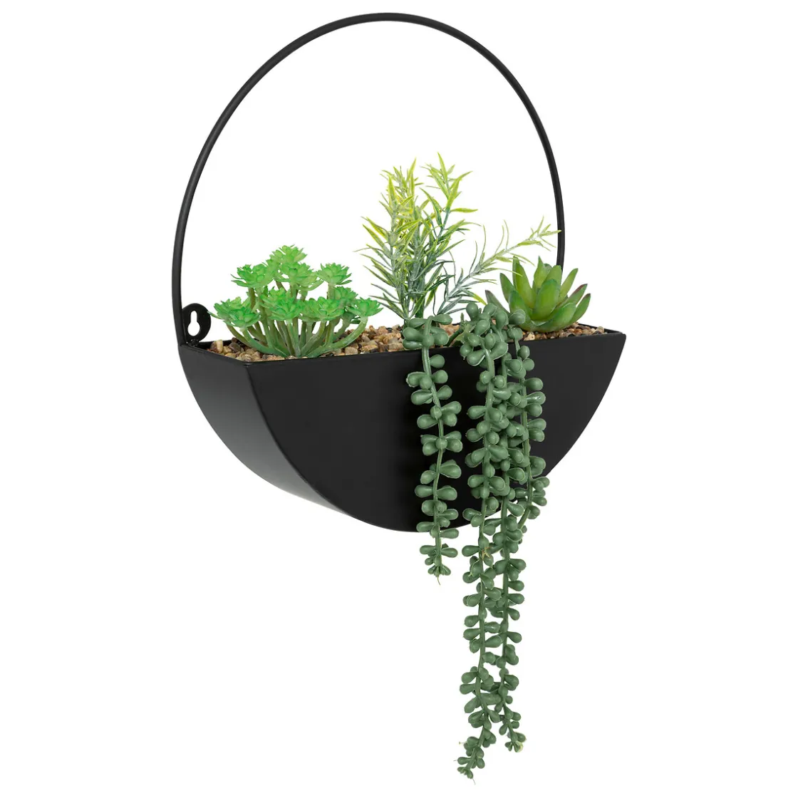 atmosphera Jarrones Y Vasos|Estilo Industrial>Maceta colgante de metal con plantas artificiales