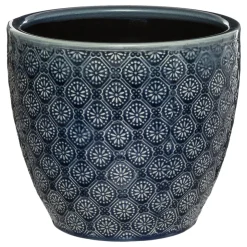 atmosphera Jarrones Y Vasos>Maceta De Cerámica Flor Azul 20x18Cm