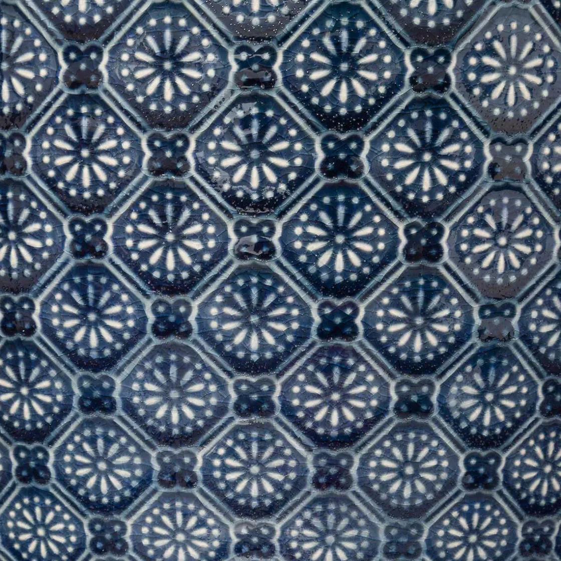 atmosphera Jarrones Y Vasos>Maceta De Cerámica Flor Azul 20x18Cm