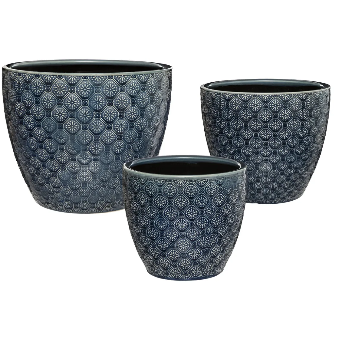 atmosphera Jarrones Y Vasos>Maceta De Cerámica Flor Azul 20x18Cm