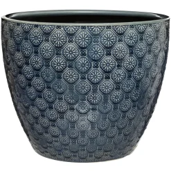 atmosphera Jarrones Y Vasos|Estilo Rústico>Maceta De Cerámica Flor Azul 30x25Cm