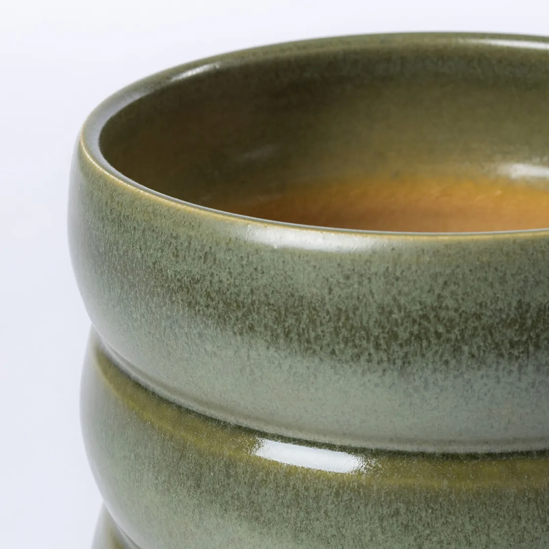 Jarrones Y Vasos>Maceta De Cerámica Ondulada Verde 12.9cm