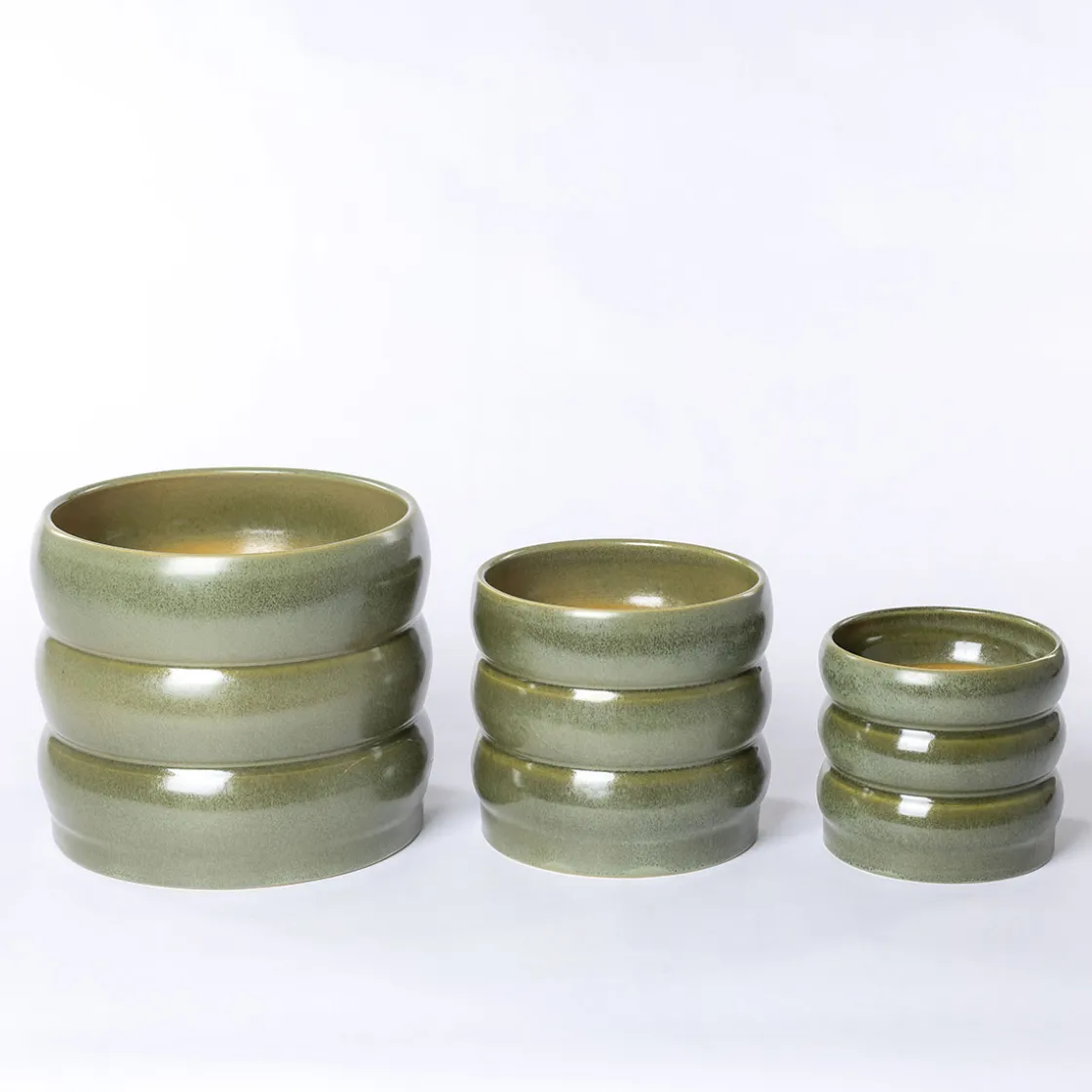Jarrones Y Vasos>Maceta De Cerámica Ondulada Verde 12.9cm